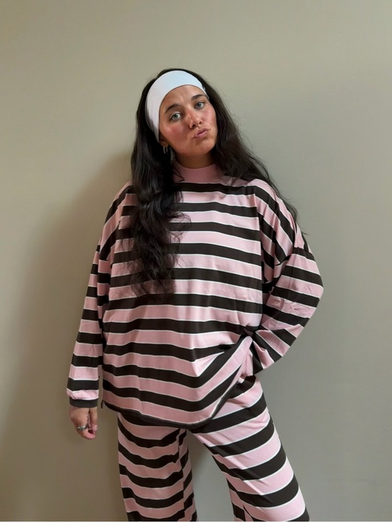 Things Between Tops - Stripped Mock Neck Long sleeve Top